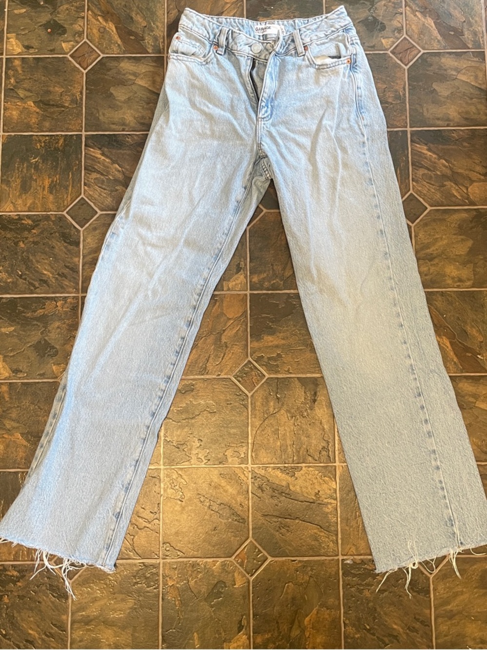Garage Light Blue Straight-Leg Women's Jeans size 01 waist, 25 length.